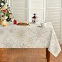 Horaldaily Christmas Tablecloth 5270 Inch Rectangular, Simple Snow Stick Figure Beige Washable Table Cover for Party Picnic Dinner Decor