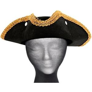 Rubies Black Tricorn Pirate Hat for Adults, Men's No Size, One Size