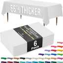 Exquisite Party Solids 66% Thicker Premium Plastic Table Cloth Rectangle Table Cover 0.5 Mil 6 Pack White Table Cloth 54 Inch x 108 Inch Disposable Tablecloth Won't Tear Easily Like Cheap Thin Brands