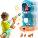 EagleStone Movable Dinosaur Shooting Toys for Boys  Electronic Target Practice with 2 Air Pump Guns, LCD Score Tracker, Sound Effects & 48 Foam Balls, for Kids 5 6 7 8 9