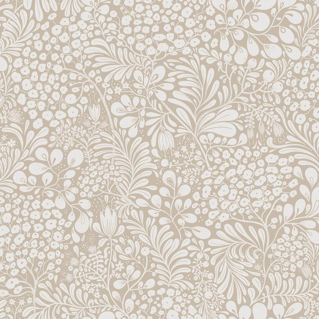 Heroad Peel and Stick Wallpaper Boho Beige Contact Paper Floral Wall Paper Removable Self Adhesive Wallpaper for Cabinet Bedroom Living Room Entryway Walls Bathroom Waterproof Vinyl Roll 17.3''x78.7''