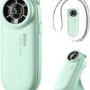 Diveblues TurboBear Portable Handheld Turbo Fan- Powerful Air Speed, Ultra-Light 86.5g Hand Fan, 5 Gear Cooling, Rechargeable Battery Powered, Pocket Cute Small Fan Travel Essentials Gifts Women (2.5-8hrs, Green)