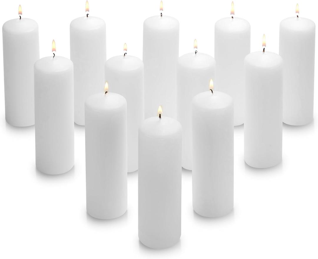 Parnoo Pillar Candles  2x6 Unscented Candle Set of 12 Dripless, Smokeless, and Clean Burning Household Dinner Candles  Perfect for Weddings, Parties, Dinners  Set of 12 (White)