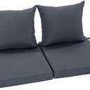 Outdoor Cushions for Patio Furniture, Fade Resistant Backrest and Deep Seat Cushion Set with Removable Cover, 22 x 22 Inch, Dark Grey, Set of 2
