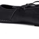 Lace Up Square Toe Ballet Flats for Women Cute Bow Slip On Mary Jane Flats Casual Ballerina Shoes (7, Black)