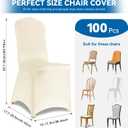 100 Pieces Ivory Chair Covers - Versatile Stretch Polyester Spandex Dining Chair Slipcovers for Dining, Party, Wedding, Banquet, and More