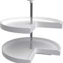 Rev-A-Shelf 2 Tier Pie-Cut Lazy Susan for Corner Base Cabinets, Plastic, 28" Double Shelf Swivel Kitchen Spice and Can Organizer, White, 6942-28-11-52