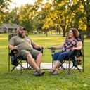 FAIR WIND 2 Pack Fully Padded Oversized Camping Chair Heavy Duty Lawn Chair Set with Adjustable Lumbar Support, Cooler Bag & Cup Holder for Camp, Outdoor,Sports - Support 500LBS