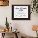 DOAI ART Diploma Frame 14 x 17 with Mat Solid Wood Display Document/Certificate 16x20 without Mat and Picture 17x14 with Black Over Gold Mat | Wall Hangers,New Zealand Cypress,HD Glass,Mahogany