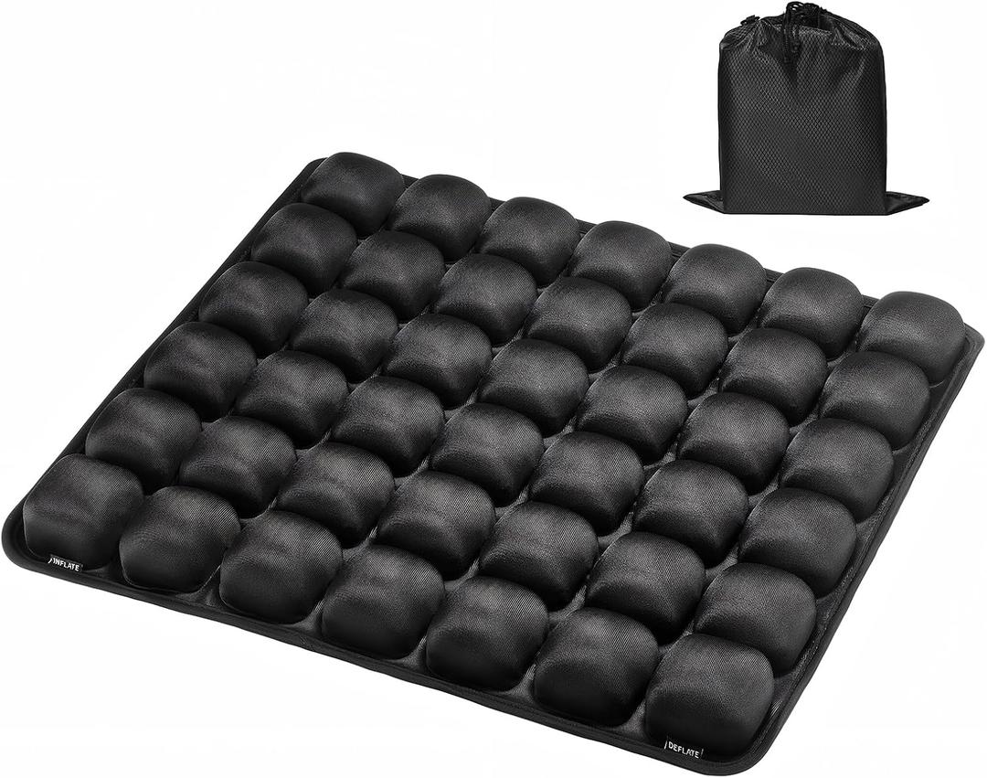Inflatable Seat Cushion with Press-to-Inflate Design, Airplane Seat Cushion for Long Flights, Travel Cushion for Sciatica Pain Relief, Portable Cushion for Car, Office & Airplane