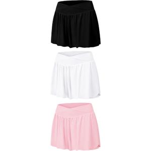 EXARUS Girls Crossover Shorts Butterfly Flowy Cheer Flutter Dance Skort | Teen 2 in 1 Skirt Athletic Running Sports Youth Tween Summer Clothes Workout Tennis Kids Casual Track Gym Pockets 6-14Y