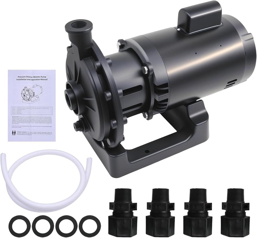 PB4-60 Pool Booster Pump 3/4 HP with Hose Kit,Compatible with Polaris Vac-Sweep 280/380/3900 Sport,1440 GPH,140 Ft Lift,Pure Copper Motor, Ultra Quiet
