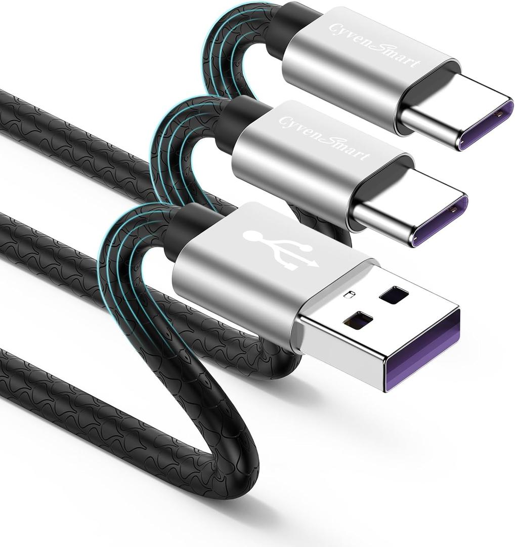 USB Type C Cable 10ft, [2 Pack] USB A 2.0 to USB-C 10 ft Type C Fast Charger Extra Long Durable TPE USBC to USBA Cord for iPhone 16/15 Pro Plus Pro Max Samsung Galaxy A10/A20/A51/S10/S9/S8 Plus/Note 9 (silver)