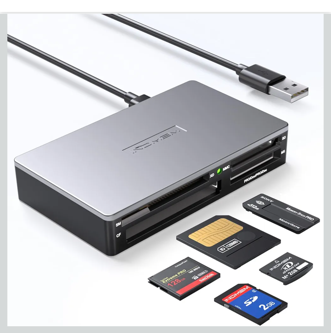 SmartMedia Card Reader Writer All-in-1 USB Universal Multi Card Adapter Slim Hub Read Smart Media, xD, SD, SDHC, SDXC, UHS-I, MMC, MS Pro Duo, CF, MD, Camera Flash Memory Cards For Windows, Mac, Linux