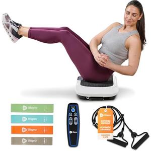 LifePro Vibration Plate Exercise Machine - Whole Body Workout Vibration Fitness Platform w/ Loop Bands - Home Training Equipment for Weight Loss & Toning - Remote, Balance Straps, Videos & Manual (Batteries for Remote Are Not Included)