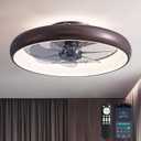Ceiling Fan with Lights and Remote, 20'' Low Profile Flush Mount, 6 Wind Speeds, Modern Dimmable LED, Smart for Bedroom, Kids Room (Brown)