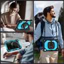 Auizotl Case for iPad (A16)11th /10th Generation 11/10.9 Inch 2025/2022 with Screen Protector Rotating Stand Shoulder Strap Pencil Holder,Military Grade Shockproof iPad Case 10th Generation,Black Blue