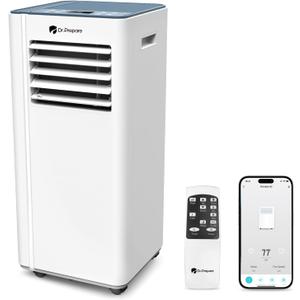 DR.PREPARE 8,000 BTU Portable Air Conditioner with WiFi Enabled, Cooling, Dehumidifier, Fan & Sleep Modes 4-in-1 Portable AC w/Remote Control & 67'' Window Kit, Cools Up To 350 sq. ft, 1-24H Timers
