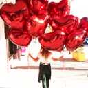 Big Red Heart Foil Balloons, Big Giant Jumbo Heart Shaped Mylar Aluminium Decoration for Girl Valentine's Day Surprise Birthday Wedding (Red, 32" Pack of 8)