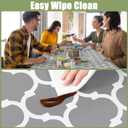 Smiry Rectangle Picnic Table Cover, Waterproof Elastic Fitted Camping Tablecloths for 6 Foot Tables, Wipeable Flannel Backed Vinyl Tablecloth Protector for Indoor, Outdoor (Grey, 30x72 Inches)