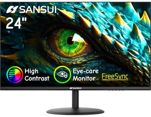 SANSUI Computer Monitor 22 inch Eye Care FHD 1080P Display HDMI,VGA Ports with 178° Viewing Angle/Frame-Less/Tilt/VESA Compatible for Office and Home