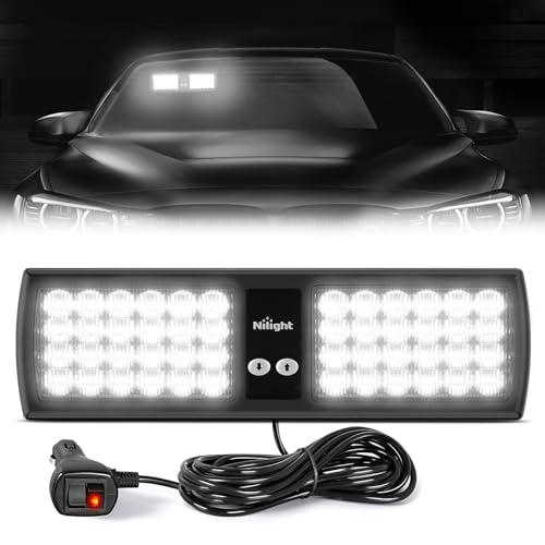 Nilight White 48LED Visor Strobe Lights Interior Windshield Emergency Warning Light Super Bright for Police Enforcement Firefighters Vehicle Trucks