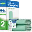 Noovirum Chuck Pads Washable - 34"x52"(Pack of 2) - Reusable Bed Underpads for Adults - Chux Pads for Incontinence - Heavy Absorbency Waterproof Mattress Protector for Elderly, Bedwetting, Postpartum