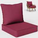 Outdoor Seat Cushion Set 24 L X 24 W X 5 H Inch Waterproof & Fade Resistant Patio Furniture Cushions with Removable Cover with Non-Slip Pads and Straps for Sofa Chairs, Chairs (Fuchsiared)