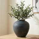 11" Blue Ceramic Vase, Rustic Farmhouse Living Room Home Decor