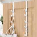 Over The Door Hooks, Metal Door Hooks for Hanging, Over The Door Purse Organizer for Door Coat Hanger, Back of Shower for Hanging Towel Rack Clothes, Hat, Bathroom, Closet (White-2Packs)