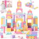VigorFun 110 PCS Wooden Building Blocks Set - Construction Stacking Toy with Storage Bag, Montessori Preschool Toys for Toddlers Kids Birthday Gifts Ages 3+