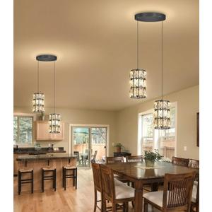 2-Lights Modern Crystal Pendant Lights for Kitchen Island LED Dimmable Glam Pendant Lighting Chandelier for Dining Room Hallway Corner Lamp Black
