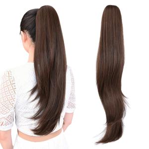 ponytail extension,24" claw clip hair extensions ponytail Long straight Hair Extension Natural Looking Synthetic Hairpiece for Women Medium Brown