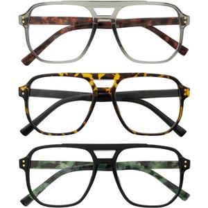 Oversized Aviator Reading Glasses Men with Blue Light Blocking, 3 Pack Retro Reading Glasses Computer Readers Men