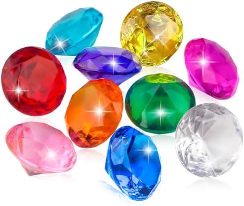 Prehalpty 25pcs Diving Gems Pool Toys,1.5in Big Colorful Diamond, Pool Games for Kids, Large Acrylic Gems Dive Toys Pirate Treasure, Pool Jewels Diving Toys