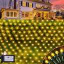 Hezbjiti Christmas Net Lights Outdoor 200 LED 6.9FT x 5.4FT Green Wire with 8 Modes, Connectable Plug in Waterproof, Timer Memory Function for Xmas Tree Bushes Porch Lawn Windows DecorWarm White