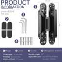 7" 2 pcs Hidden Hinges for Doors Invisible Hinges Concealed Zinc Alloy 180 Degree Swing 3 Way Adjustable Butt Silent Door Hinge 7 x 2.8 x 1 inch (Black