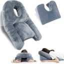 HOMCA Face Down Pillow After BBL or Eye Surgery - Home Massage Pillow Stomach Sleeping Face Down for Bed with CertiPUR-US Certified Memory Foam and Removable Cover (Dark Grey)