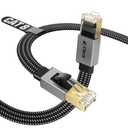 2 x CBUS CAT 8 Ethernet Cable, 15ft Flat Braided Pure Copper 30AWG F/FTP with Ground, 40Gbps 2000MHz, Slim LAN Cable for Home & Office, Router, PC, Gaming, Modem – Available in 1.5ft 3ft 6ft 10ft 15ft
