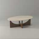 Honyee Oval Coffee Table 47 Inch, Travertine-Look Living Room Center Table,
Spacious 47-Inch Oval Surface，Warm Travertine-Look Texture，Sculptural Curved Cross-Leg Base，Quick 15-Minute Assembly