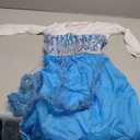 Elsa Costume for Toddler Girls Snow Princess Dress Blue Halloween Cosplay Dress Up Outfits with Wig (4-5 Years)