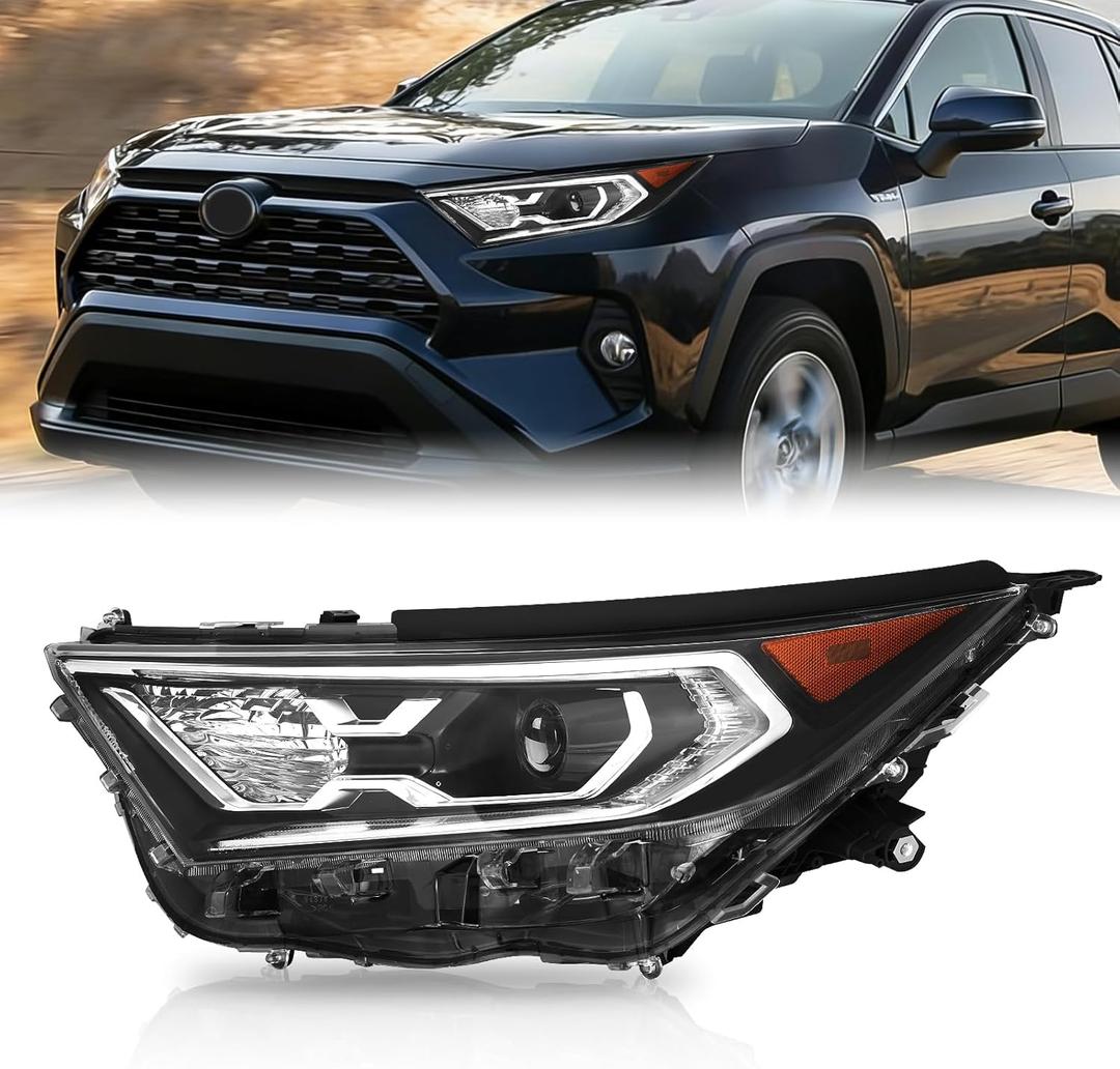JFN LED Headlight Assembly Compatible with 2019-2023 Toyota RAV4 Hybrid Front HeadLamp with Blubs(Driver Side (Left))