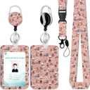 2 x Retro Rainbow Id Badge Holder with Lanyard,Retractable Badge Holders Reels,Breakaway Lanyards for ID Badges,Cute Fashion Key Chain Keychains,Badge Clips for School Office