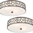 VICNIE 2 PK Flush Mount Ceiling Light Fixture, 12 Inch Ceiling Light Fixtures with Frosted Glass Shade, 2 - Bulb Oil Rubbed Bronze Light Fixtures Ceiling Mount for Bedroom, Hallway, Kitchen, Bathroom