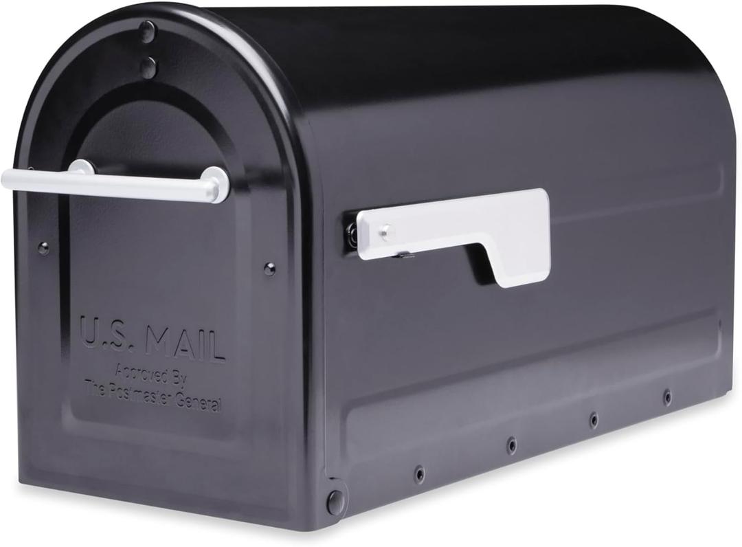 Architectural Mailboxes 7900-7B-SR-10 Boulder Postmount Mailbox, Large, Black