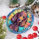 Poodle Christmas Ornament - Jocidea Poodle Hanging Ornament - Poodle Christmas Tree Ornaments - Poodle Sun Catcher - Christmas Poodle Decor - Christmas Poodle Gift - Gifts for Poodle Lovers (Teddy)