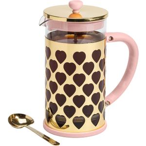 Paris Hilton French Press Coffee Maker With Heart Shaped Measuring Scoop, 2-Piece Set, 8-Cup or 34-Ounce, Pink
