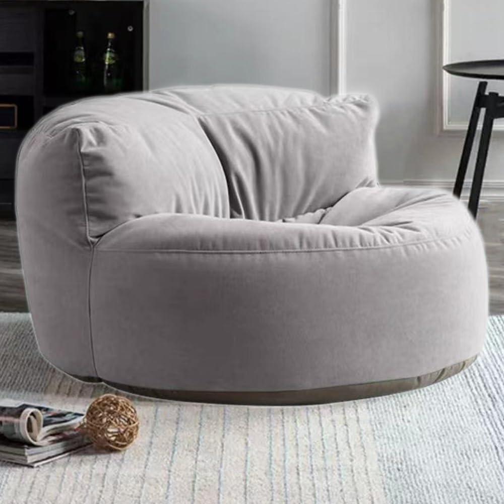 Bean Bag Chair Chenille Bean Bag Cover No Filler Washable Ultra Soft Pouf Ottoman Kids Adults Beanbag Chair Lazy Armchair Couch Floor Seating Living Room Furniture Color : Light Gray, Size : 100cm