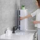 Multifunction Bathroom Kitchen Corner Locker Cosmetic Storage Rack Cabinet Storage Shelf Rotating Triangle Shelf, 3 Layer
