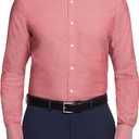 Tommy Hilfiger Men's Dress Shirt Regular Fit Non Iron Solid, Cayenne, 17.5" Neck 32"-33" Sleeve